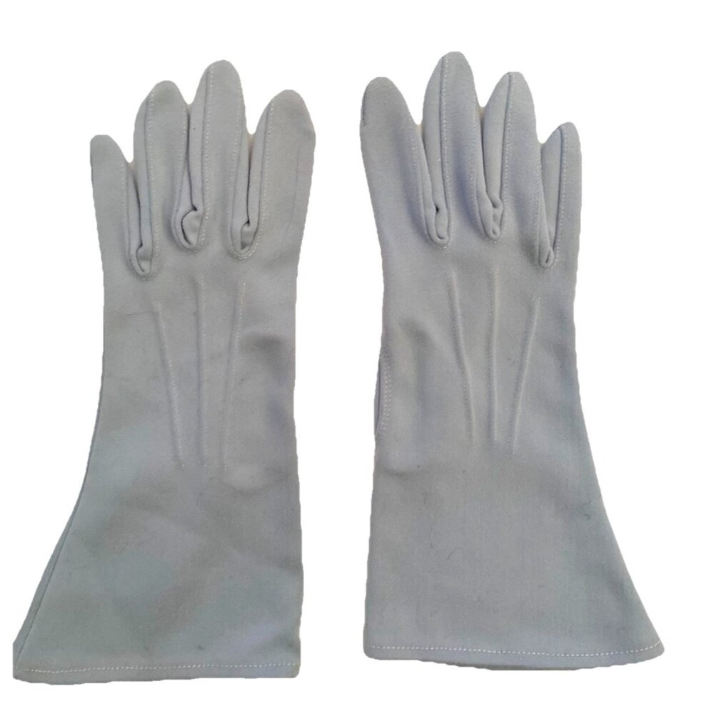 Vtg Circa 1960s Size M 6.5/7 Cotton Gloves Powder Blue 4-button Length Granny